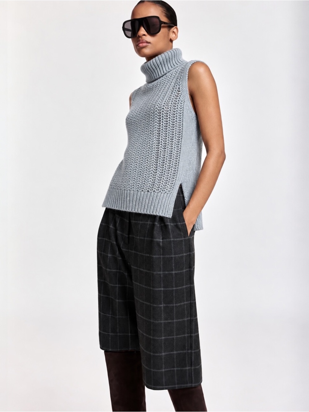 Banana Republic Sleeveless Turtleneck Sweater Vest Blue/Gray Knit Tunic M